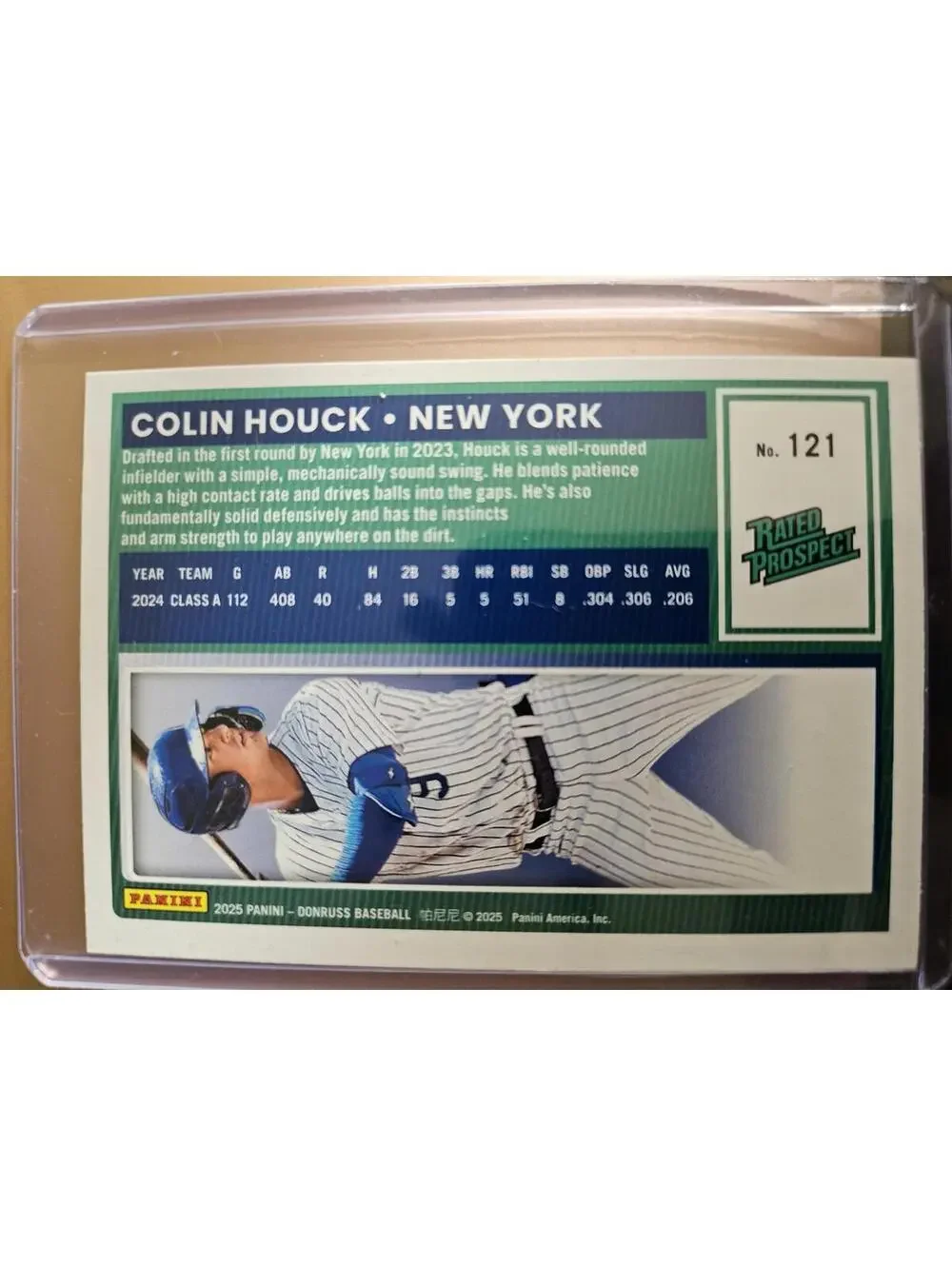 Colin Houck - 2025 Donruss red/blue laser insert - #121 - NY - RAW Mint